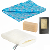 KIT DE TOILETTE : GANT BLANC SUNBEAM, SAVON BLEU ET SAVON GRIS AU MICRO-ARGENT - RAYPATH