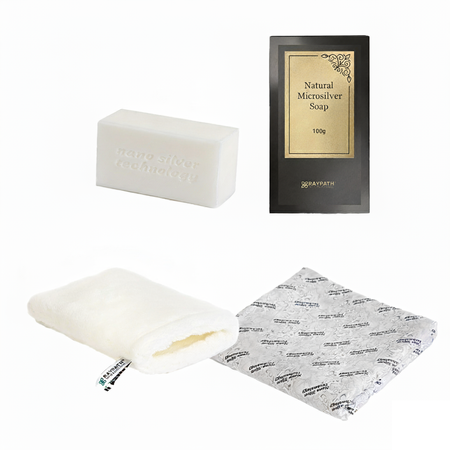 STARTPAKKET: WITTE HANDSCHOEN, SUNBEAM GRIJS, ZEEP - RAYPATH