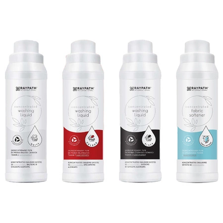 Koncentruotų skalbimo skysčių rinkinys - šviesiems, spalvotiems ir tamsiems skalbiniams - 3x 500ml RAYPATH
