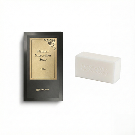 JABÓN CON MICROPLATA - BLANCO - NATURAL MICROSILVER SOAP - 100 g RAYPATH