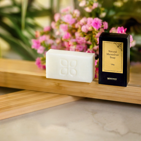 PUSIAU DRĖGNŲ PIRŠTINIŲ RINKINYS BEIGE SUNBEAM GREY WHITE SOAP WITH NANOSILVER - RAYPATH