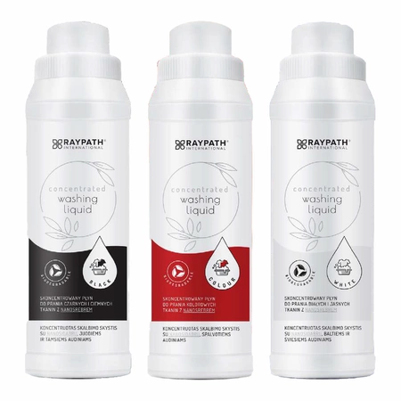 SET OF CONCENTRATED LAUNDRY LIQUIDS - FOR LIGHT, COLOR AND DARK - 3x 500ml RAYPATH